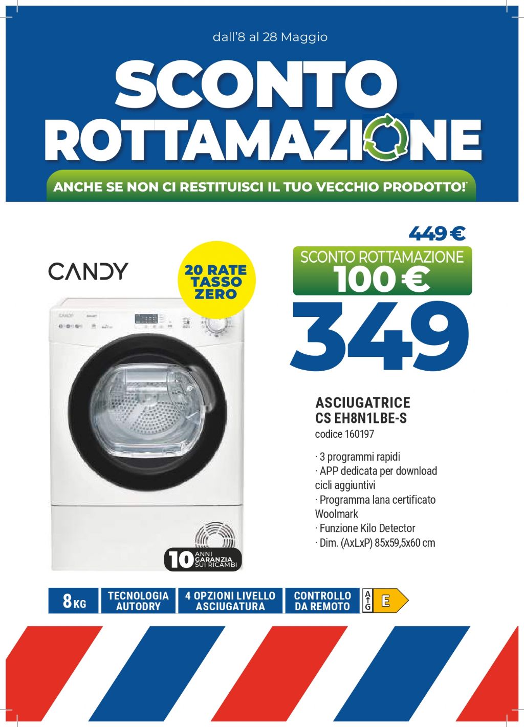 ASCIUGATRICE CSEH8N1LBE-S 8KG